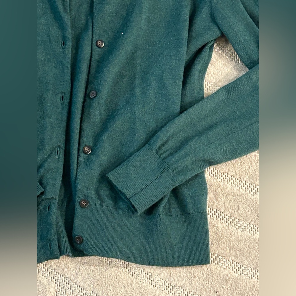 Boden 100% Wool Green Sweater Button Down Cardigan - Size 10 - Picture 4 of 14